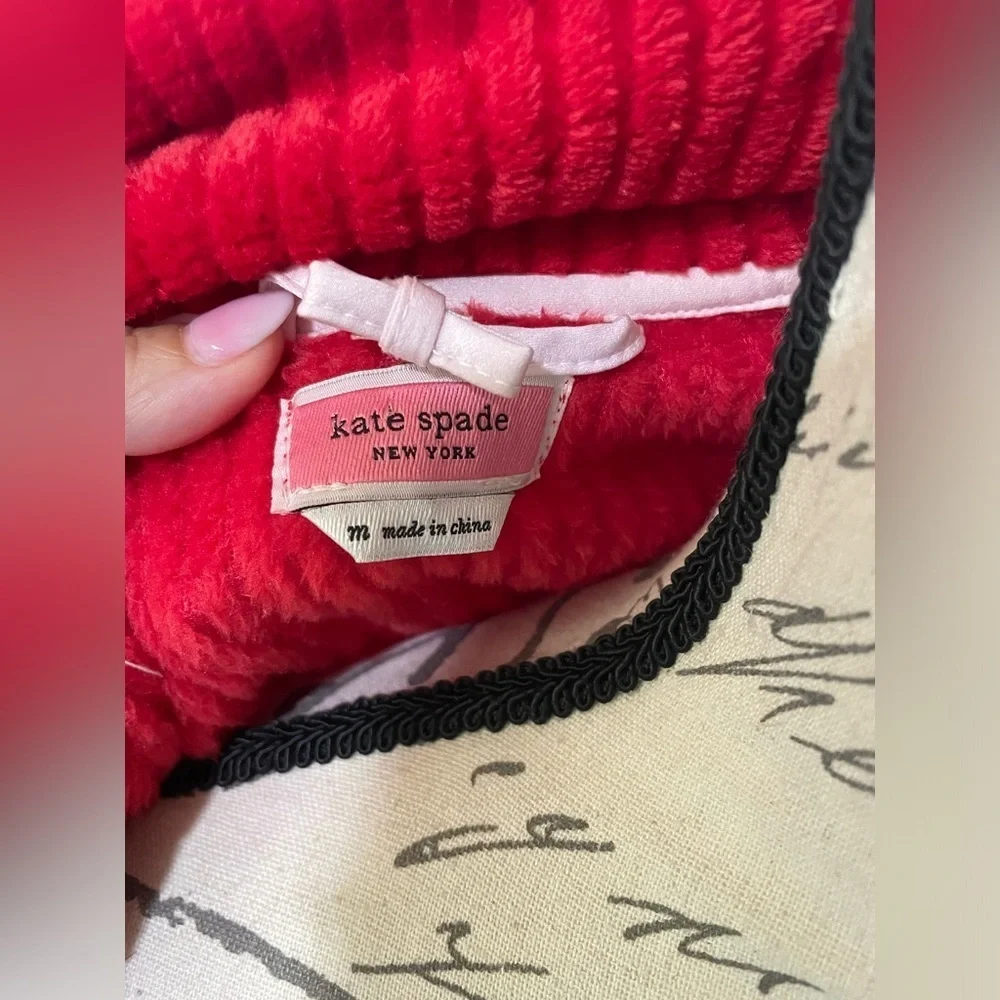 Kate Spade Red & White Shawl Collar Robe